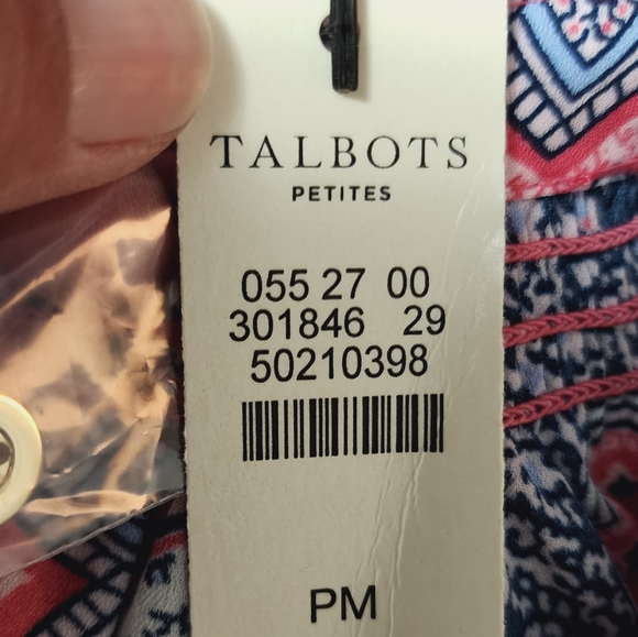 Talbots Pink & Blue Paisley Sleeveless Blouses Size MP - Picture 7 of 7